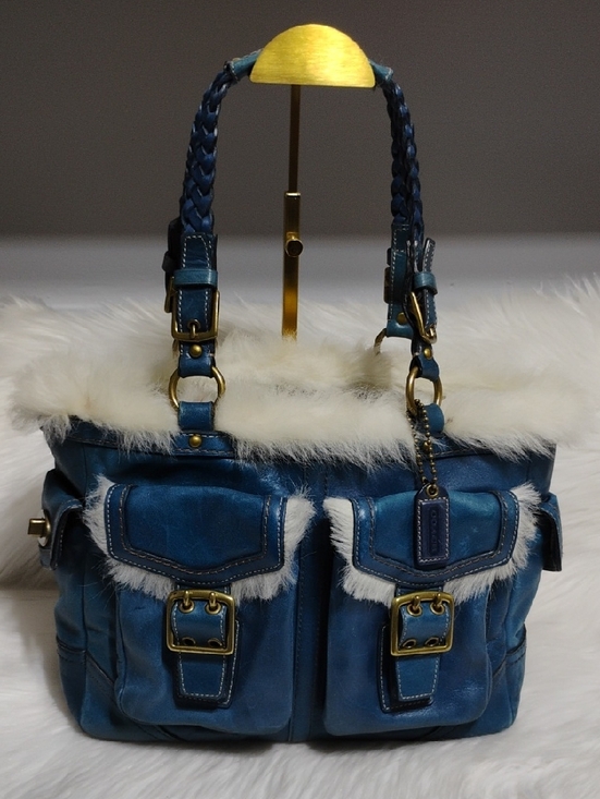 Coach Handbags - SALE! RARE!!Coach Limited Edition Shearling Blue Leather Gallery Tote